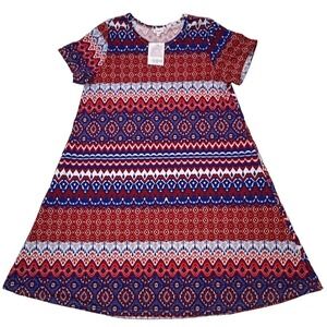 LuLaRoe Womens Dress Size 3XL Jessie Red White Blue Paisley Americana Scuba NWT